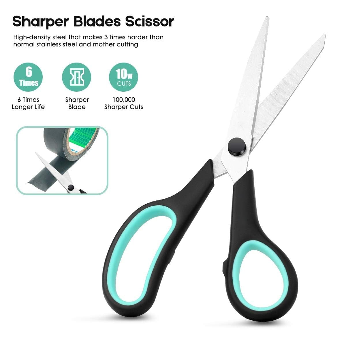 3-Pack 8" Heavy Duty Scissors with Ultra Sharp Blades and Comfort Grip Handles - For Office, Sewing, Handcraft Workshop, Home and Crafts, Etc.