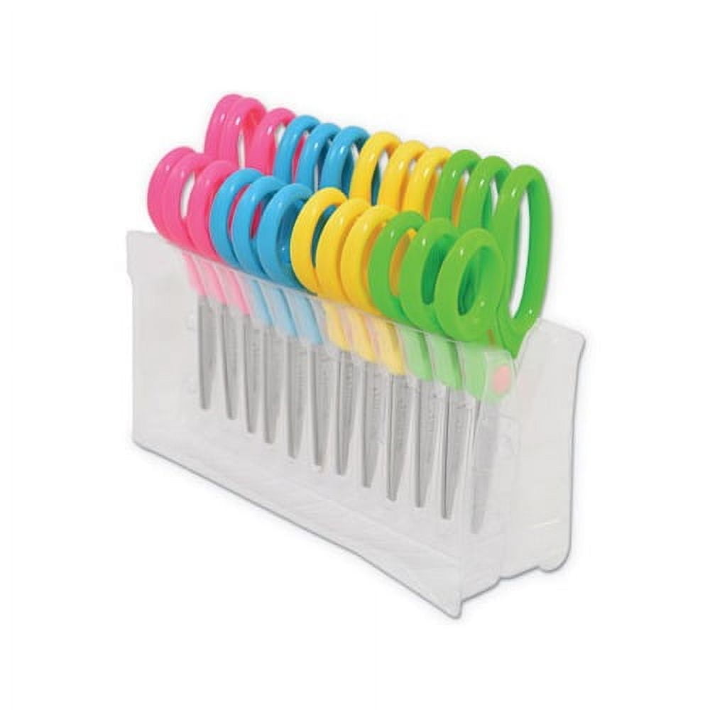 Westcott Kids Scissors, 5" Pointed, Assorted, 12/Pack, Preschool Educational Level.