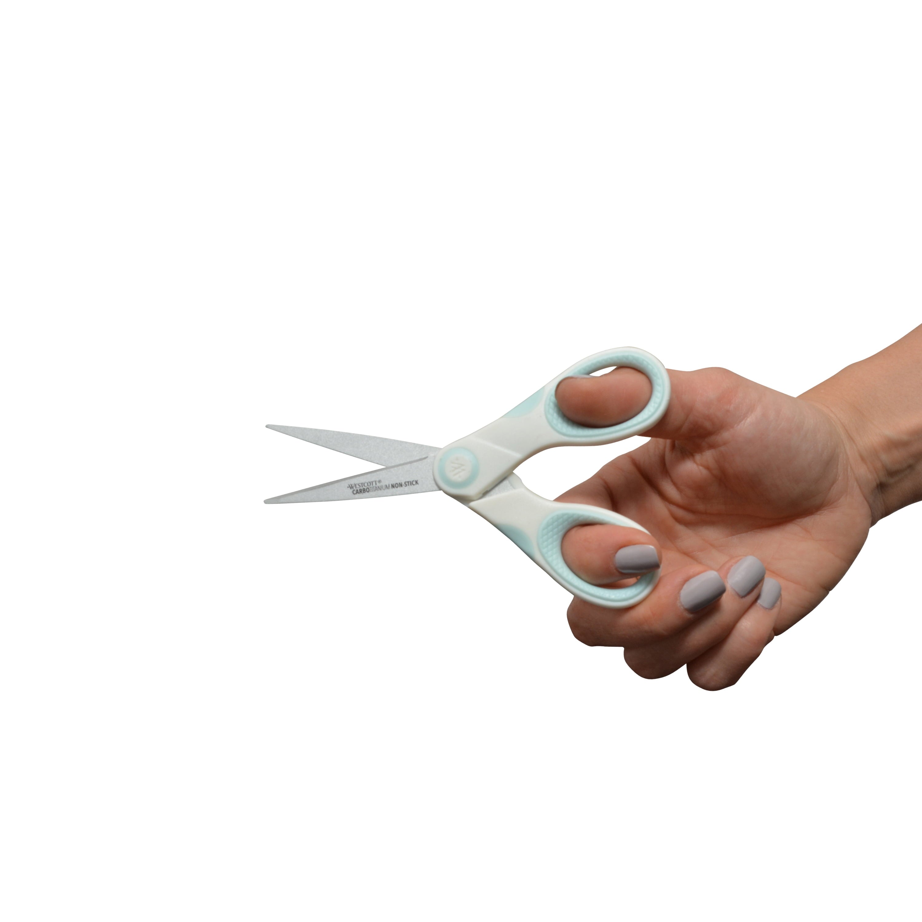 Westcott Crafting Scissors, Carbo Titanium Non-Stick, 8", 7", 5", High School, White/Blue, 3-Pack