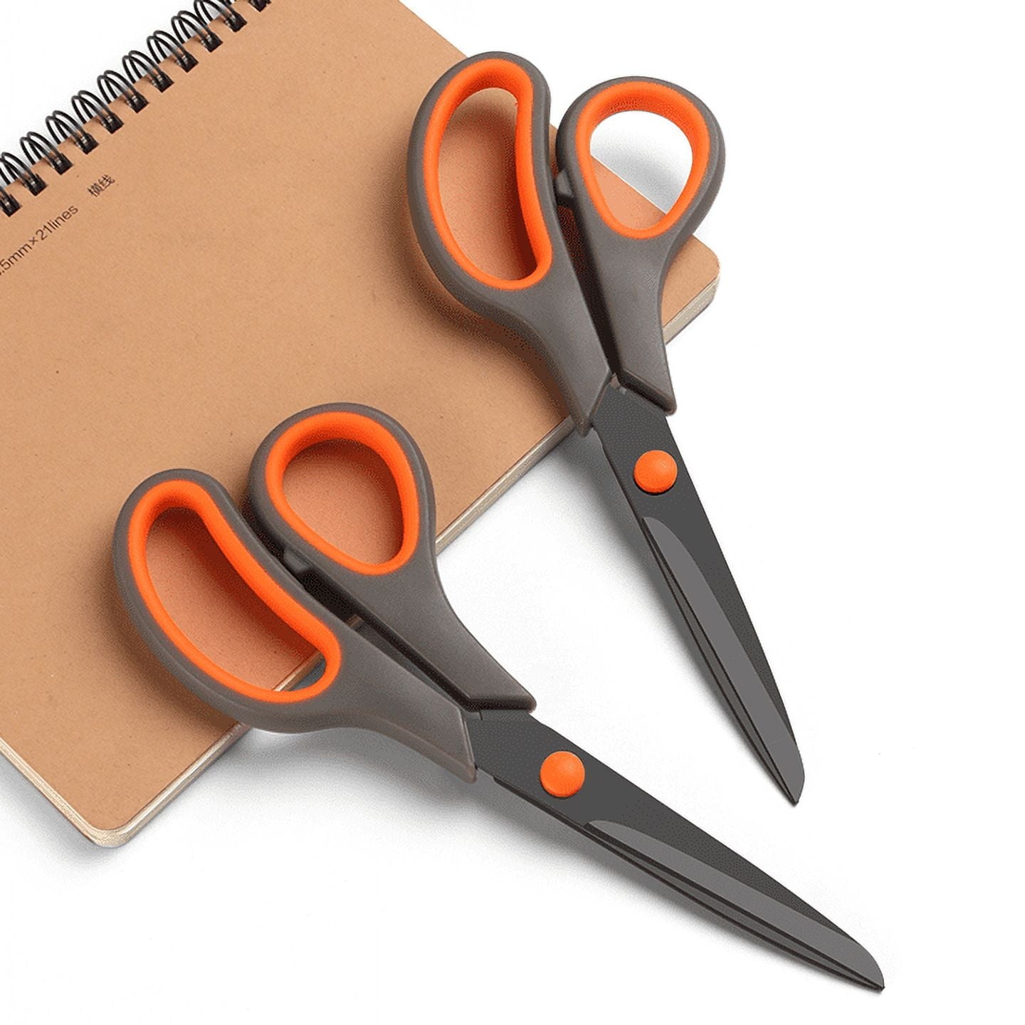 JEEXI 8" Titanium Non-Stick Multipurpose Scissors, Extra Sharp Stainless Steel Blades, Soft Grip Handle, Heavy Duty for Office, Craft, and Home Use, DIY (3 Pack)