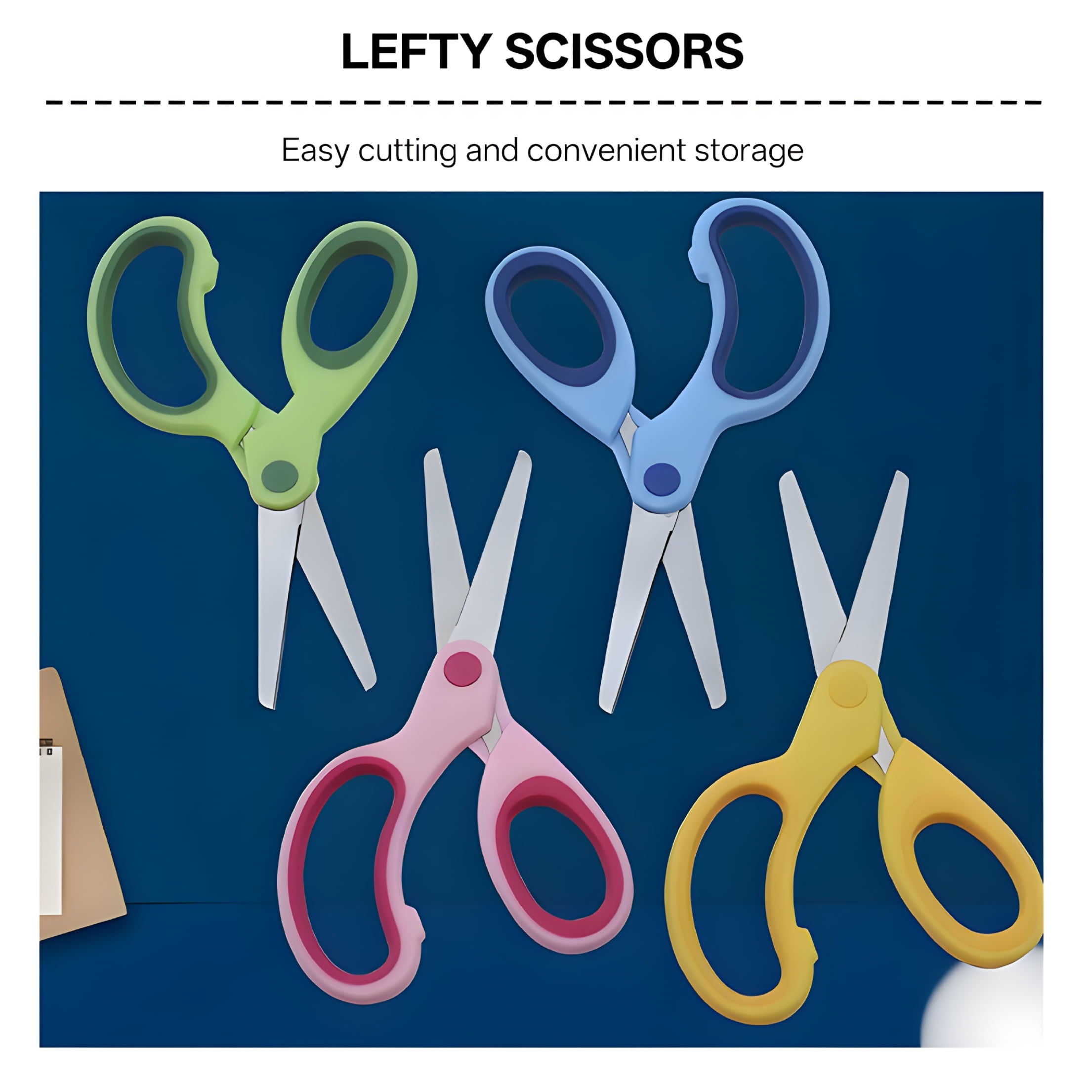 CCOCC Scissors for Office,Polished Stainless Steel Blades,Comfortable Grip Handles,Safety Round Tip Design,Blue