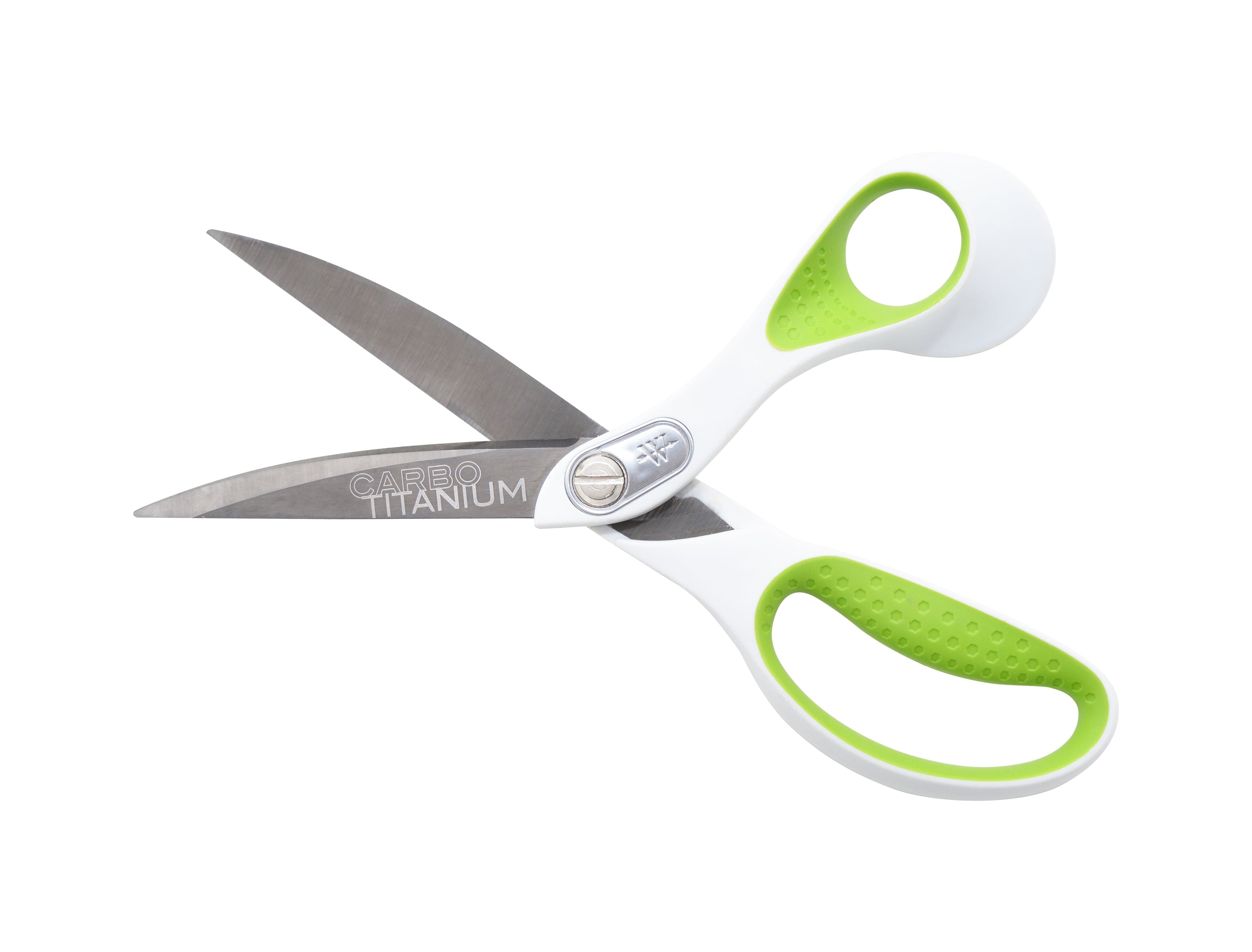 Westcott Carbo Titanium Scissors, 9", Bent, for Craft, White/Green, 1-Count
