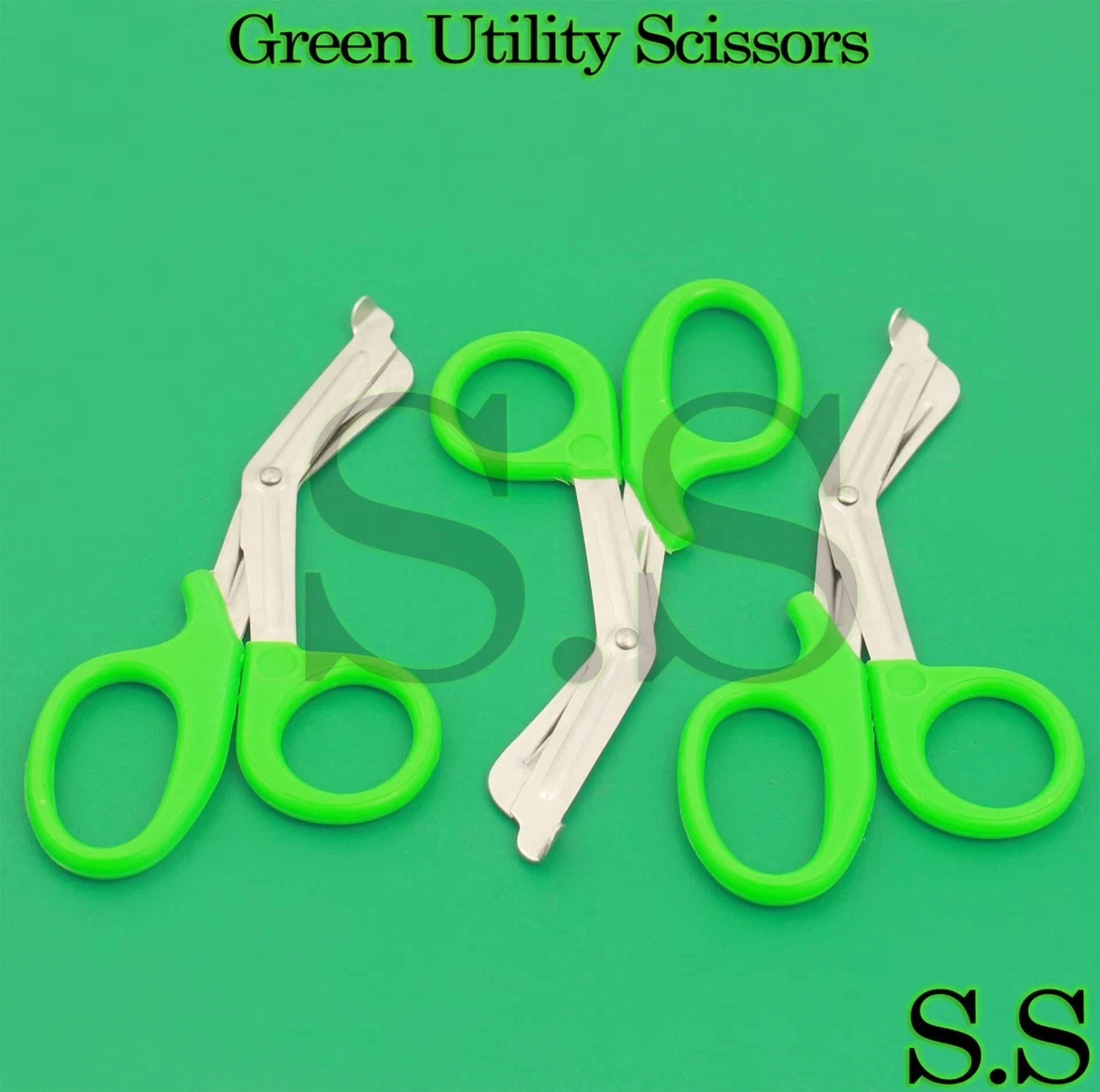 10 Pcs Green Utility Scissors 7.25" Multi-Purpose Diy Ems Emt Universal Shears