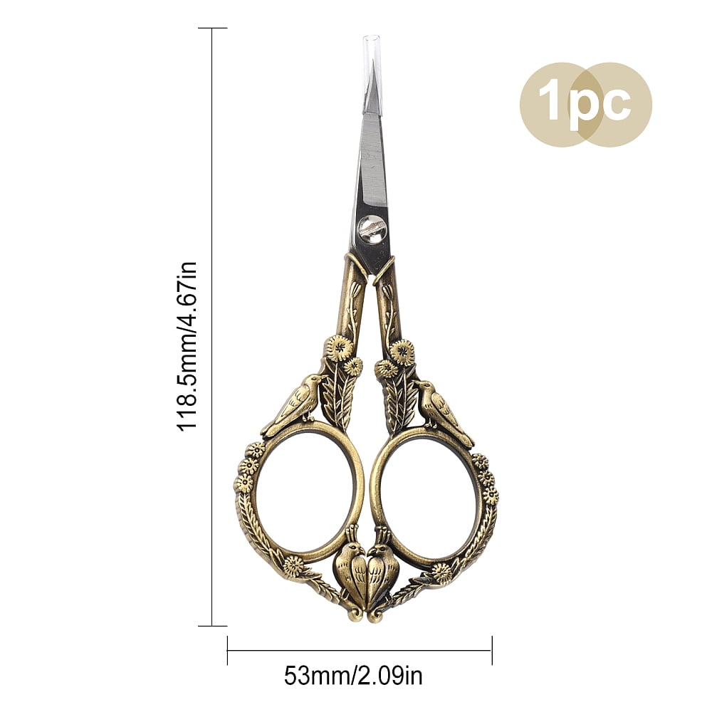 4.67Inch Embroidery Sewing Scissor Stainless Steel Retro-Style Peacock Needlework Sewing Scissor for Paper Fabric Cutting Craft Threading Cross-Stitch Household Daily Use Antique Bronze