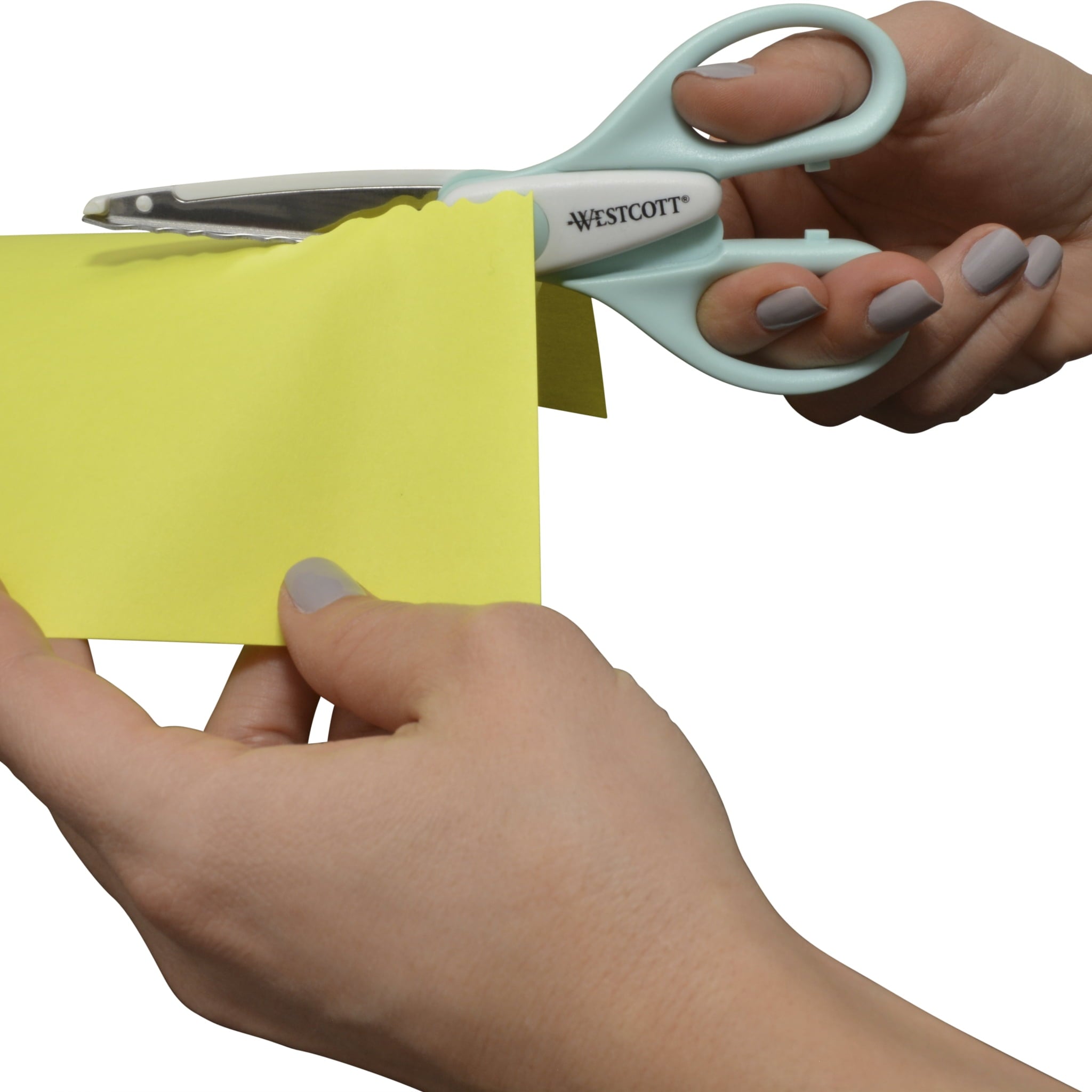 Westcott Crafting Scissors, Paper Edging, 6", Majestic/Pinking Patterns, for Craft, Blue/White, 2-Pack