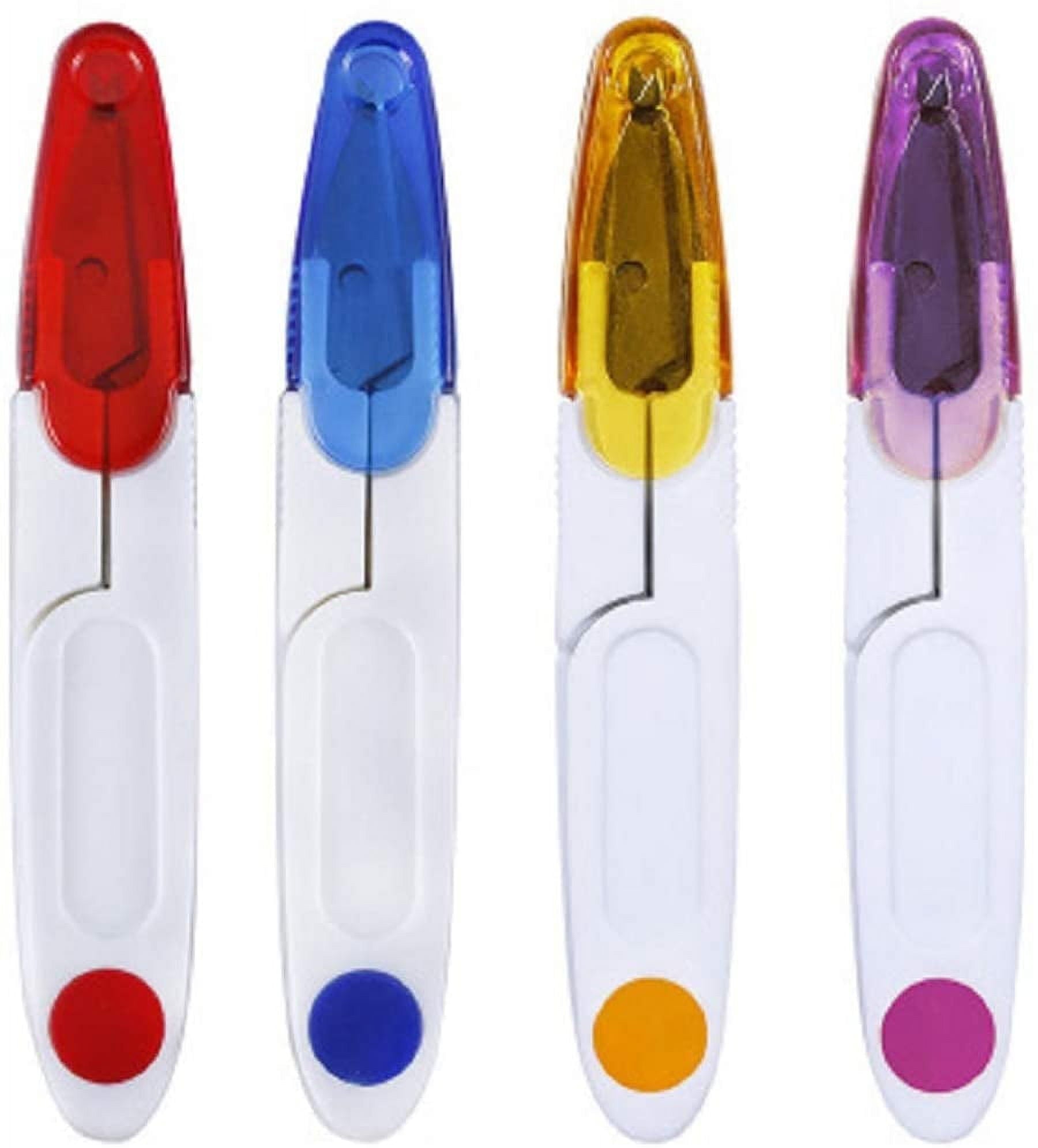 4PCS Portable 4 Inch Small U Shaped Scissors with Safety Cover Yarn Cross-Stitch Thread Sewing Cutter Snips Trimming Nippers - Great for Stitch,Crafts, DIY Supplies (Multicolor:Red,Blue,Orange,White)