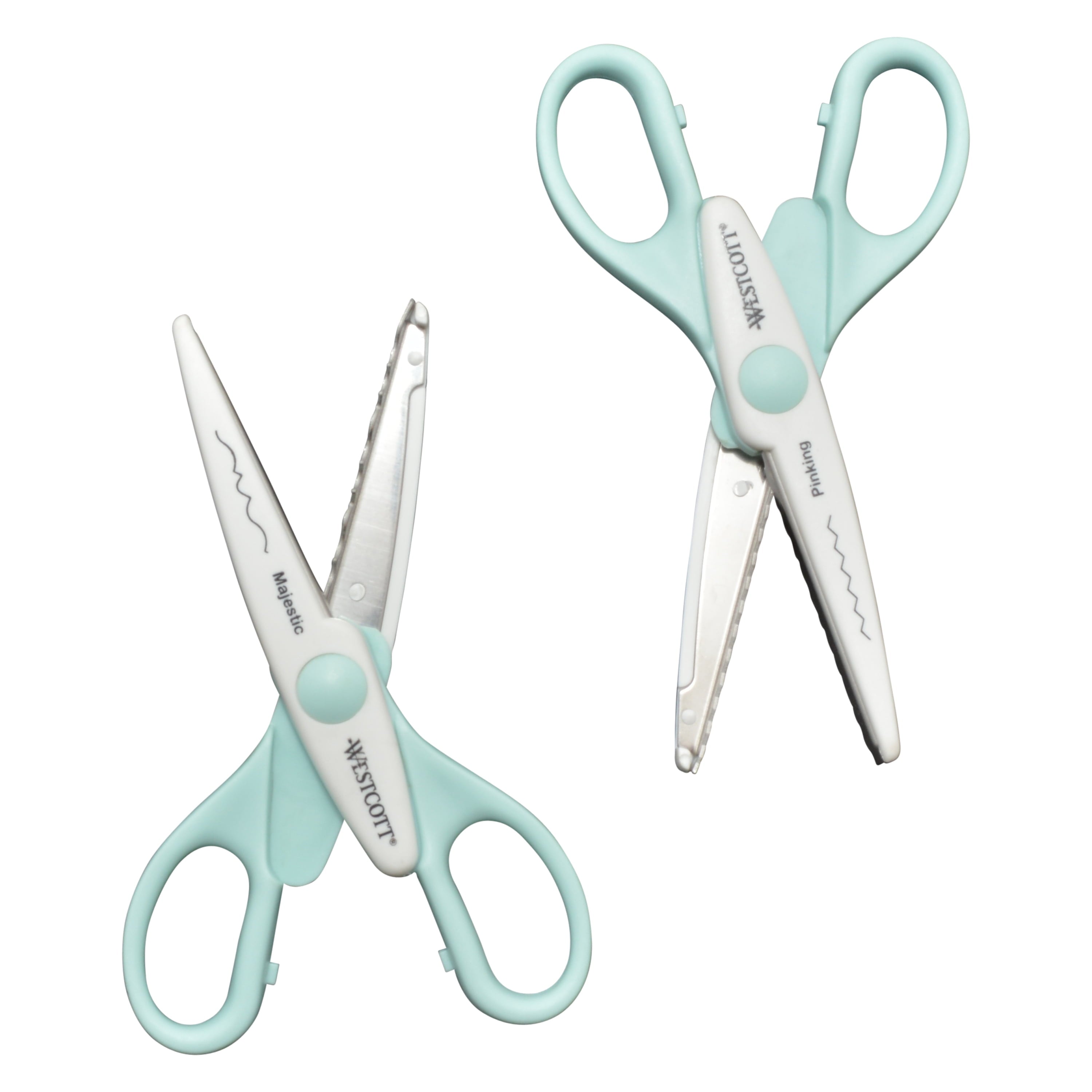 Westcott Crafting Scissors, Paper Edging, 6", Majestic/Pinking Patterns, for Craft, Blue/White, 2-Pack