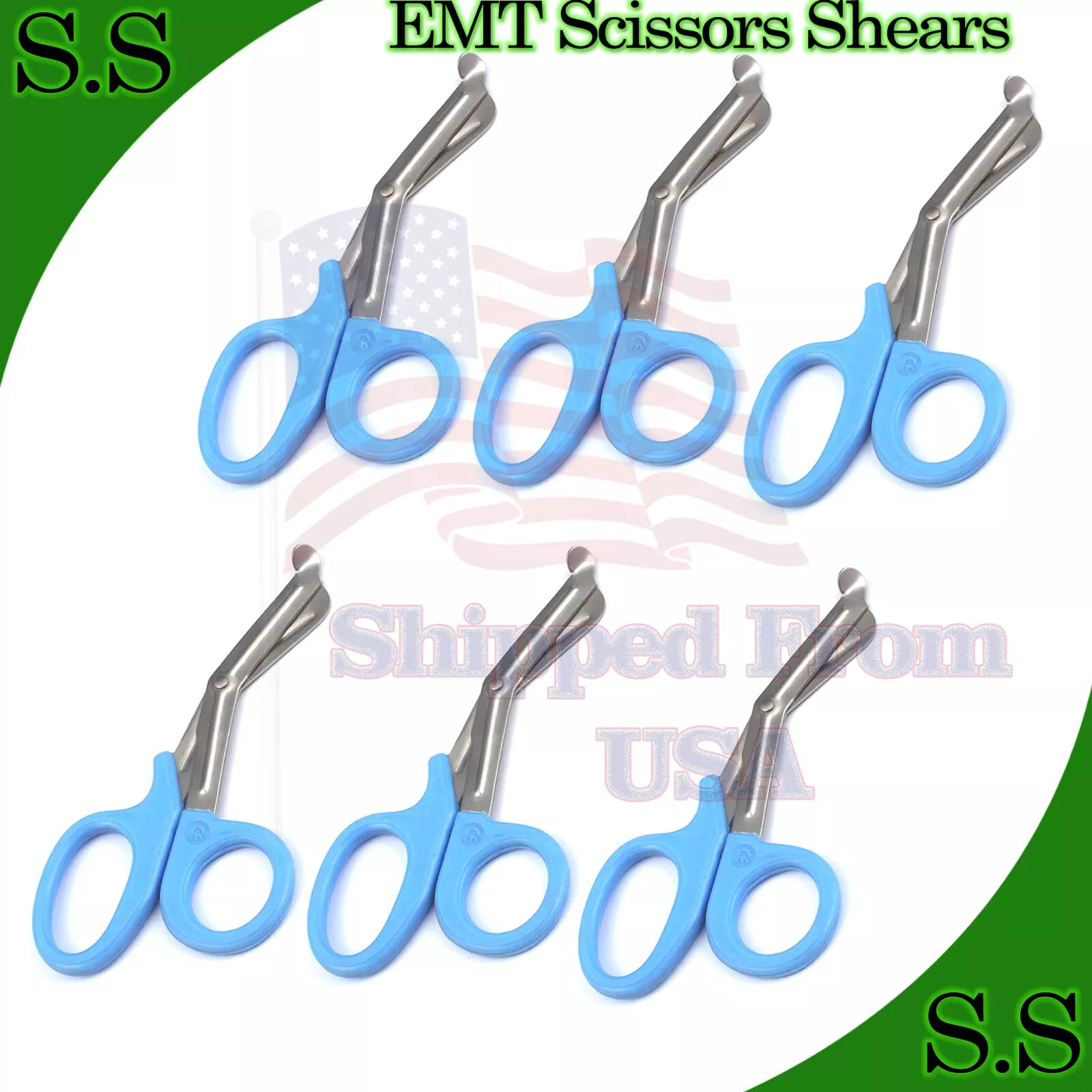 6 Emt Utility Scissors Shears 7.5" Sky Blue Colored