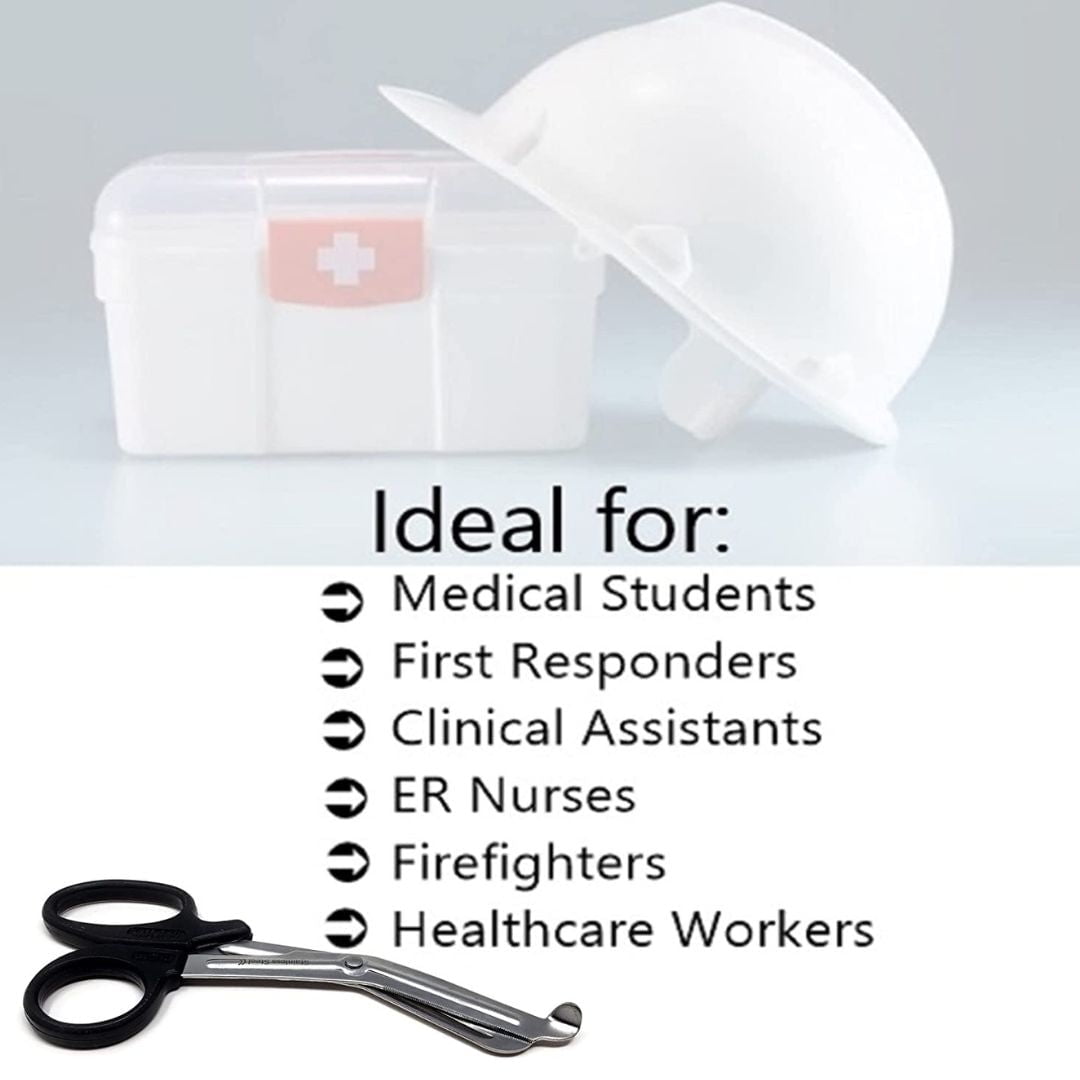 12/Pack Black Handle Trauma Shears 7.25" Stainless Steel Scissors for Paramedics, EMT, Nurses, Firefighters + More