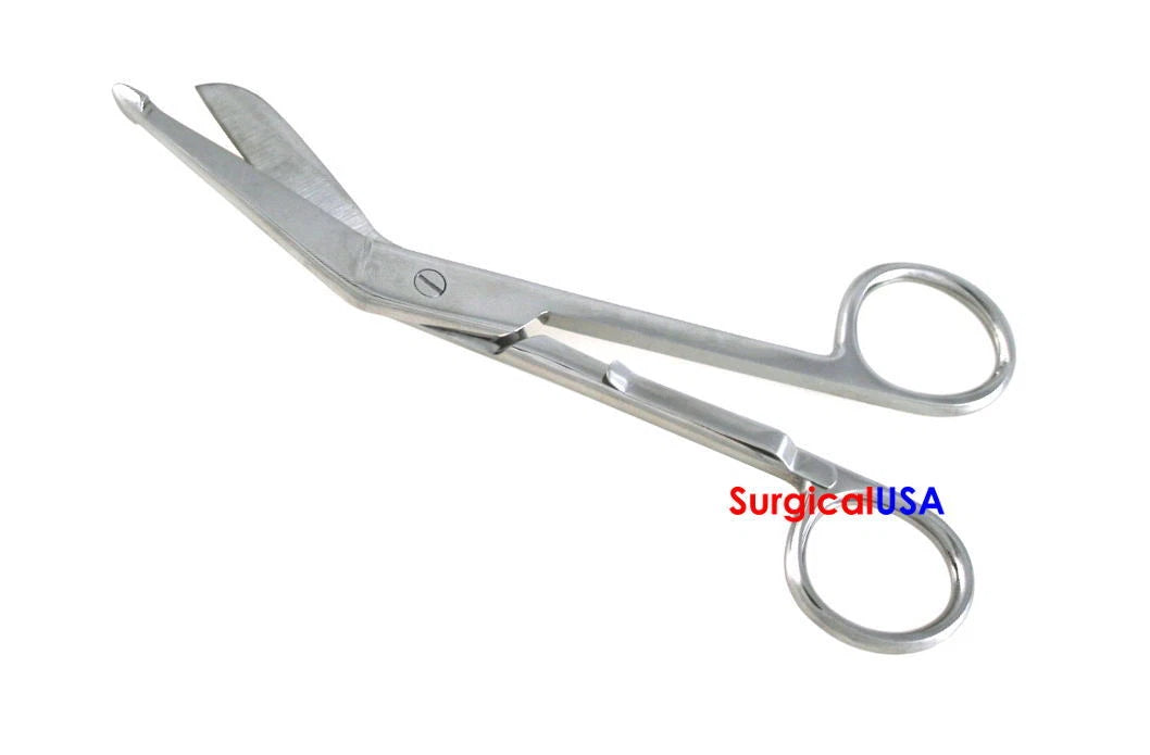 6Pcs Bandage Scissors 4.5" With Pocket Clip Safety Probe Angled Blades