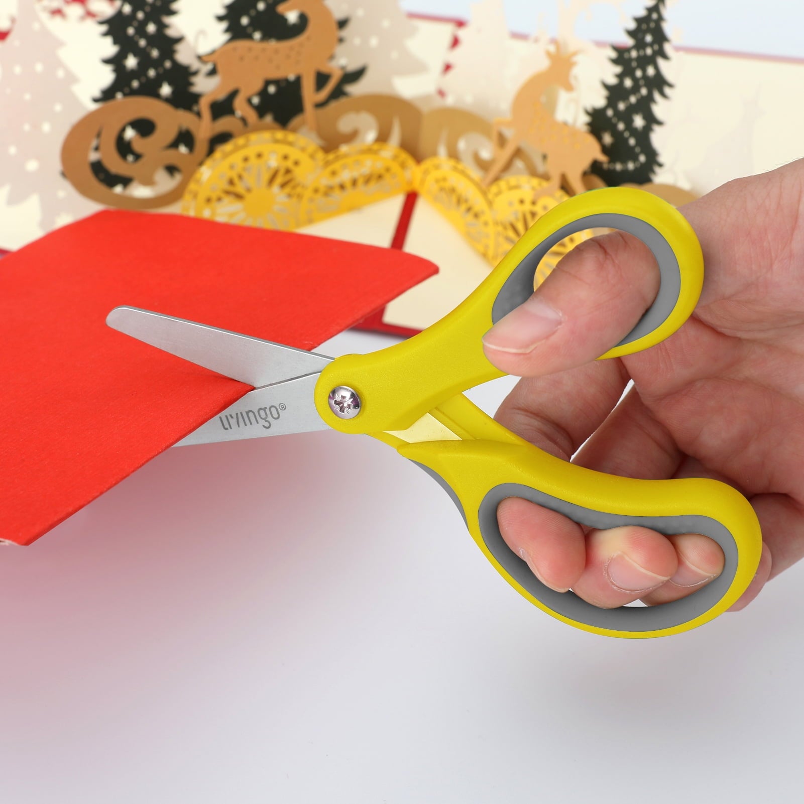 LIVINGO 3 Pack 5" Blunted Tip Safety Scissors, Left & Right Handed Red Yellow Blue