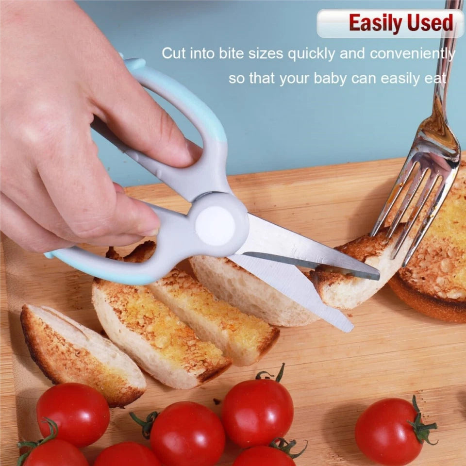 2Pcs Portable Baby Food Scissors Kicthen Shears With Safety Lock Storage Case