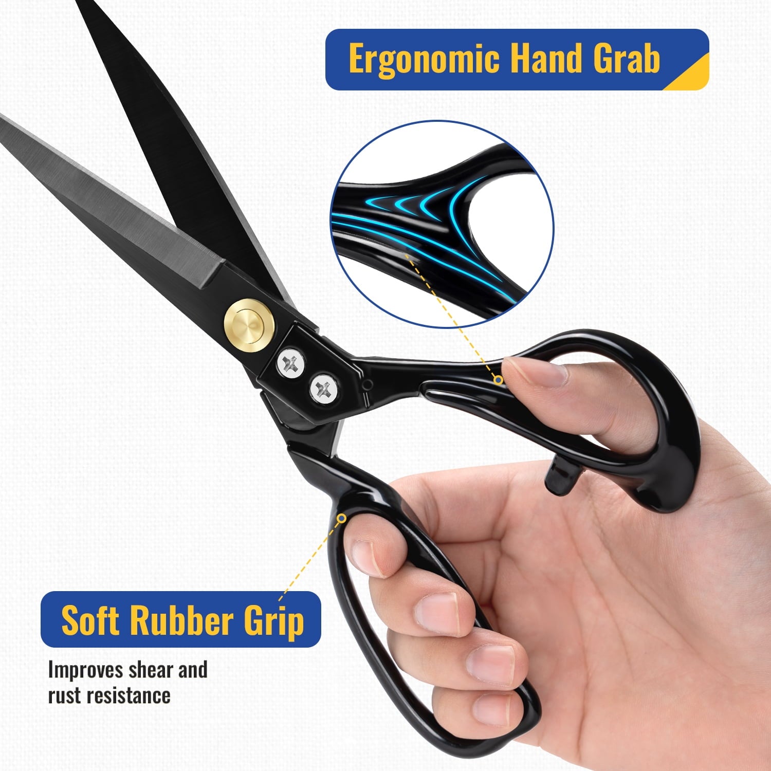 Damita Fabric scissors,9" Heavy Duty Sewing Scissors,Sharp Fabric Cutting Shears,Multi-purpose for Sewing,Embroidery,and Crafting