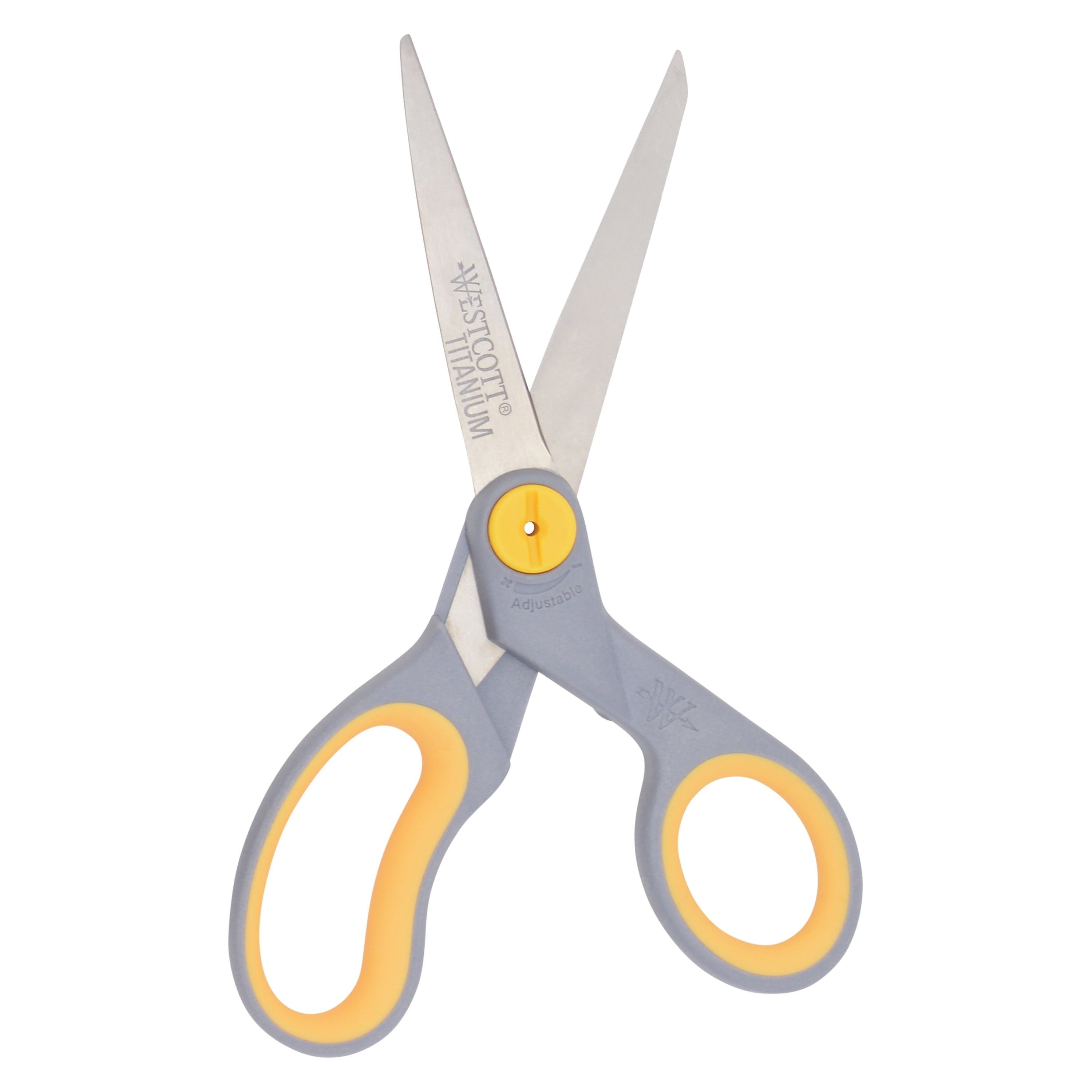 (2 pack) Westcott Titanium Bonded Adjustable Glide Scissors, 8", Grey & Yellow, for Office, 1-Count