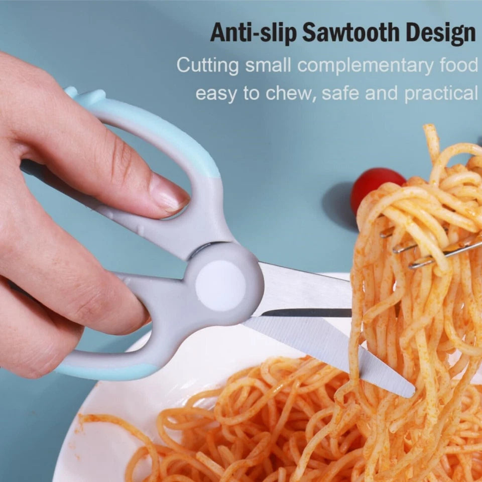 2Pcs Portable Baby Food Scissors Kicthen Shears With Safety Lock Storage Case