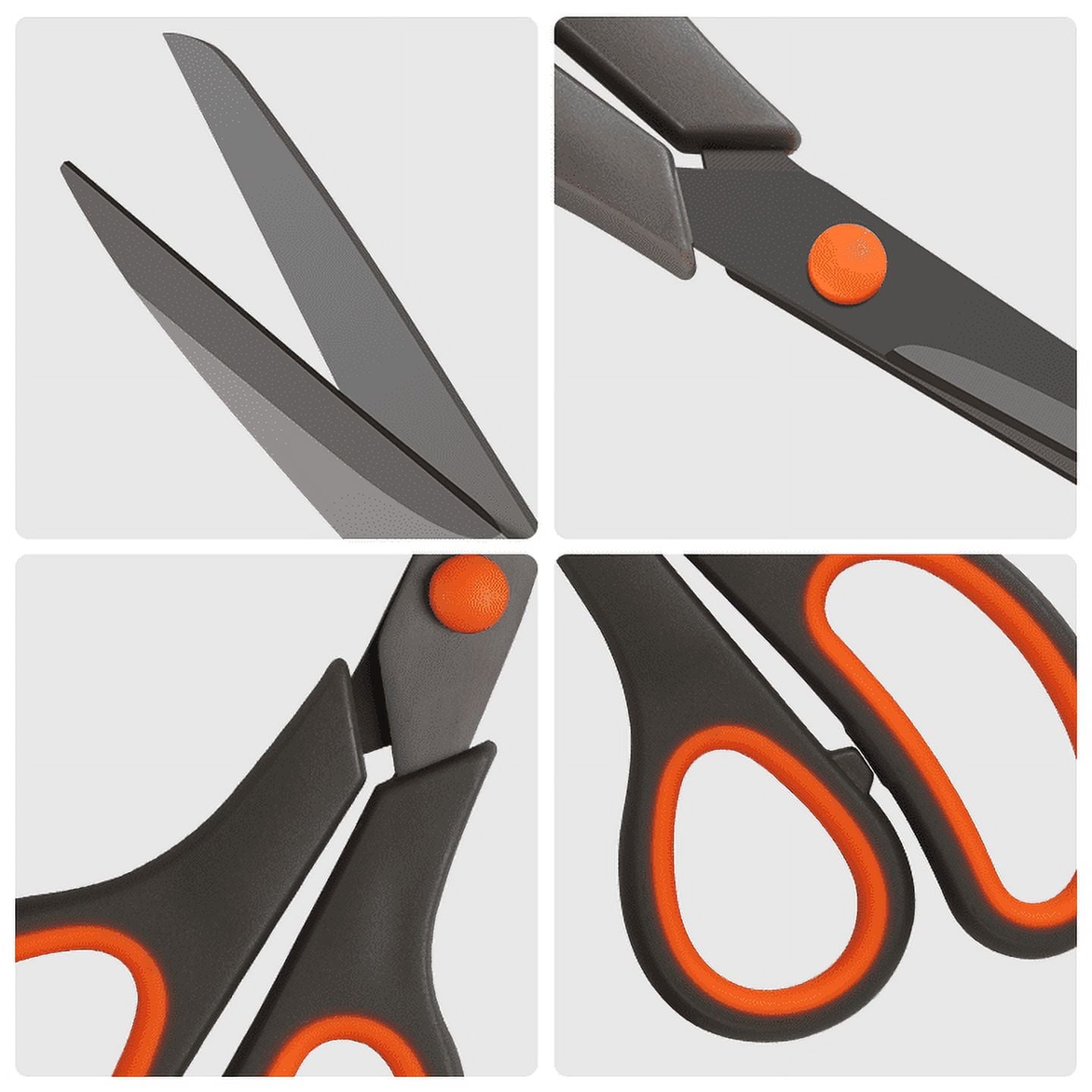 JEEXI 8" Titanium Non-Stick Multipurpose Scissors, Extra Sharp Stainless Steel Blades, Soft Grip Handle, Heavy Duty for Office, Craft, and Home Use, DIY (3 Pack)