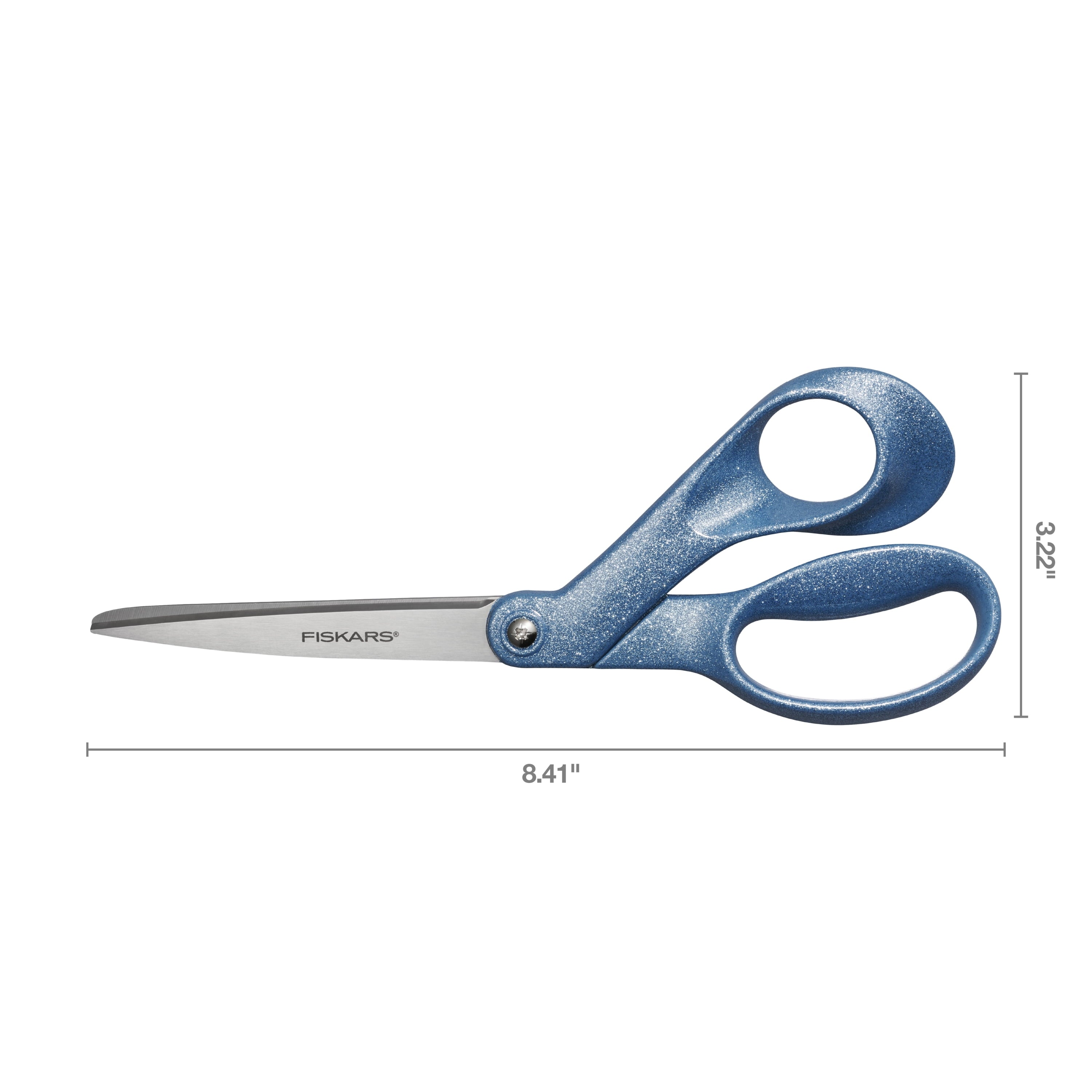 Fiskars 8" Fashion Glitter Explore Scissors, Digital Cloud, Light Blue