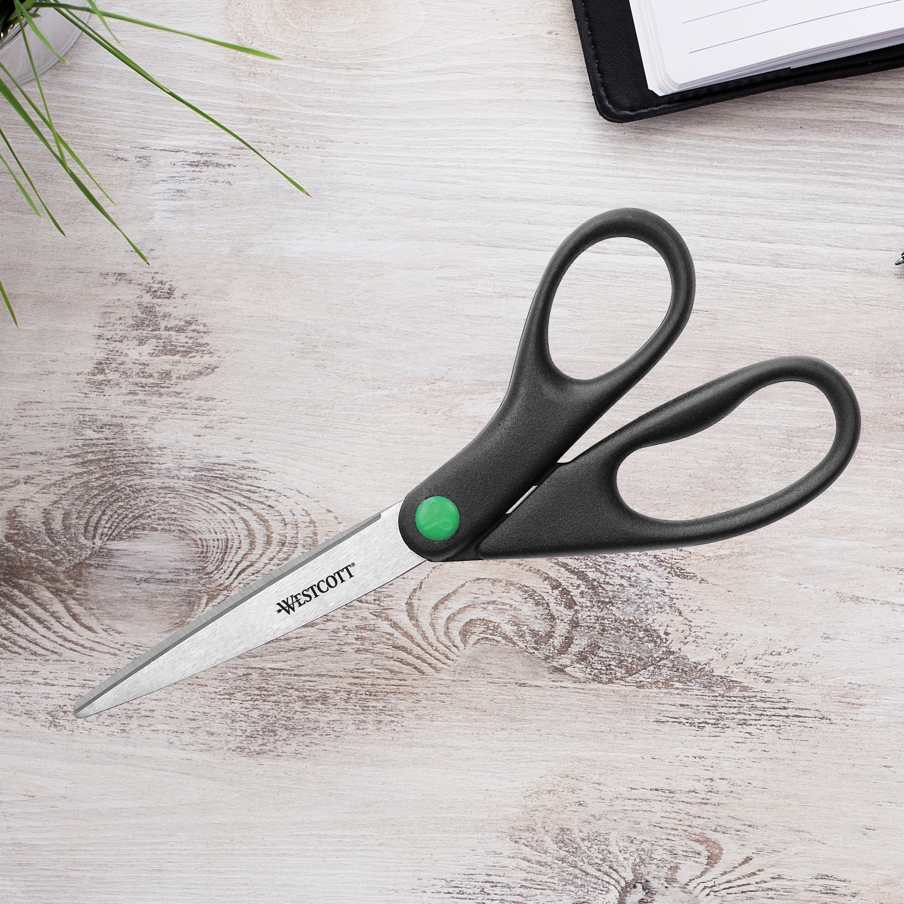 Westcott KleenEarth Scissors, 8", Straight, Recycled, Stainless Steel, for Craft, Black, 1-Count