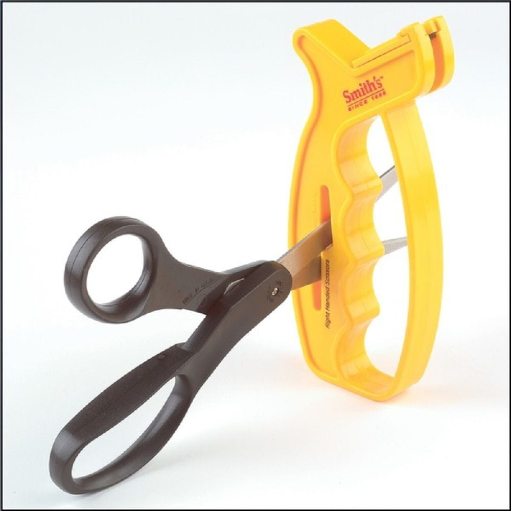 Smith’s JIFF-S 10-Sec Knife & Scissors Sharpener - Right & Left-Handed Scissors - Carbide Blades - Outdoor Sharpener for Pocket, Hunting, Fishing & Kitchen Knives - Handheld Pullover Sharpener