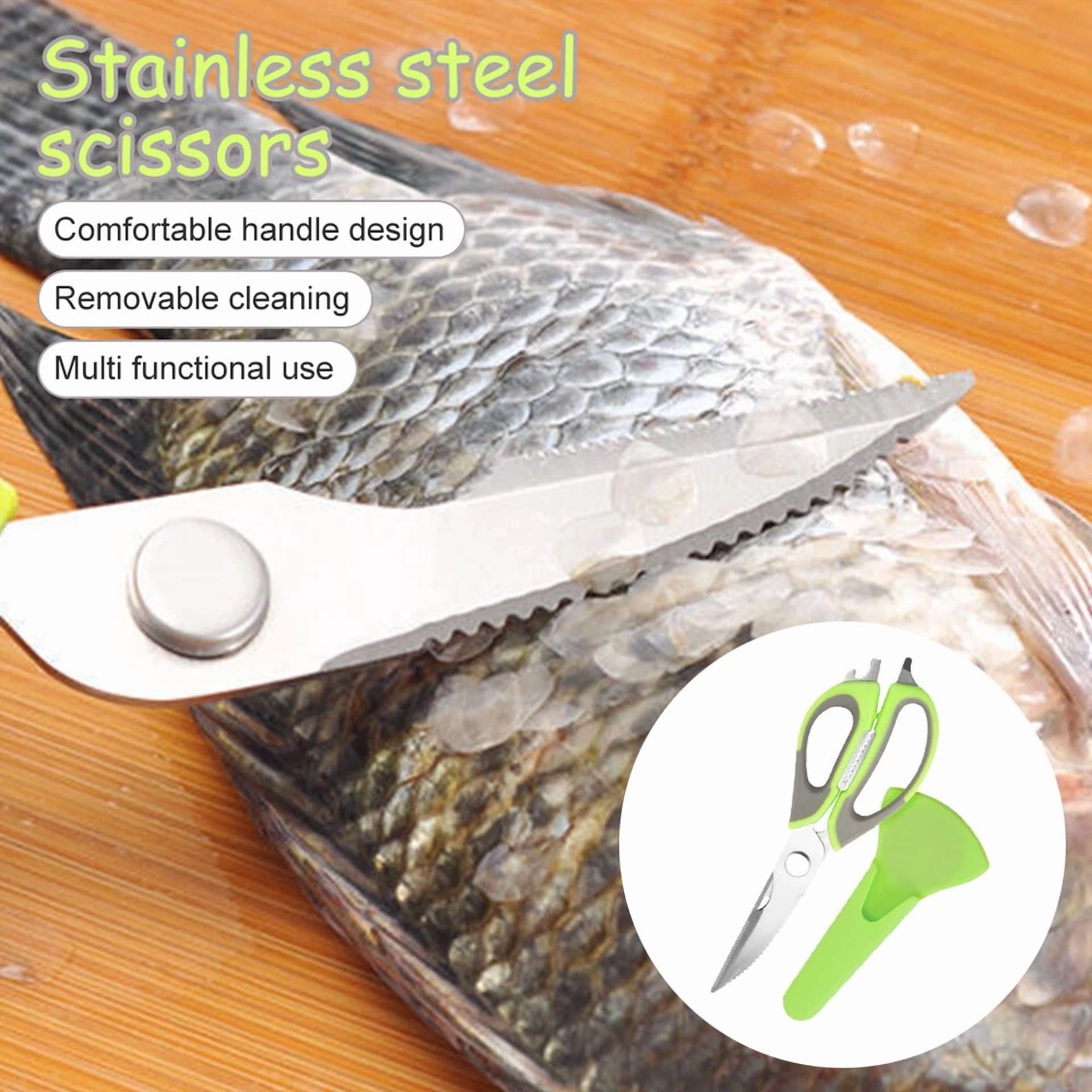 Stainless Steel Kitchen Shears Heavy Duty Scissors For Meat Fish Chicken Bones