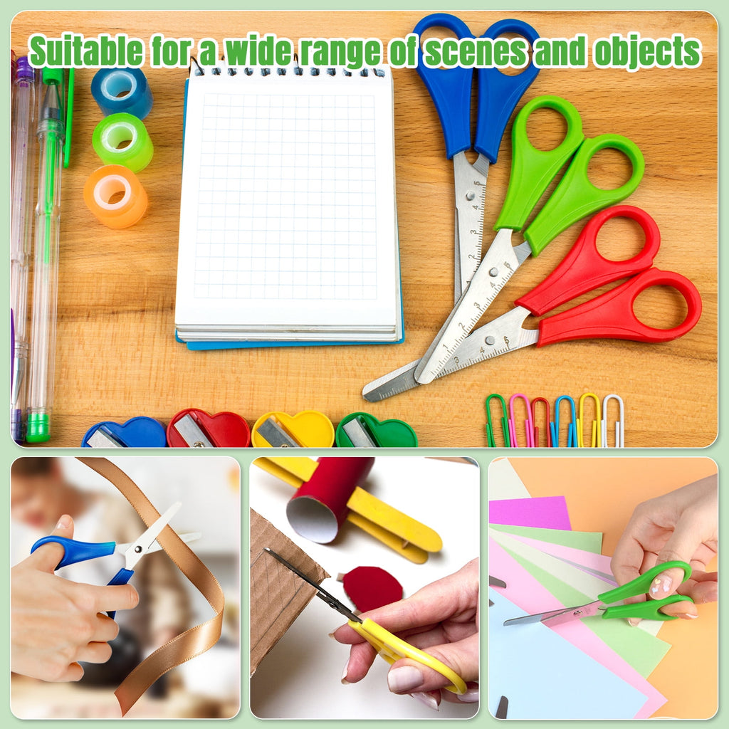 AGCAN 25 Pack Scissors Bulk with scale, 5 Inch Blunt Tip Safety Scissors for Classrooms, Sewing Craft Supplies