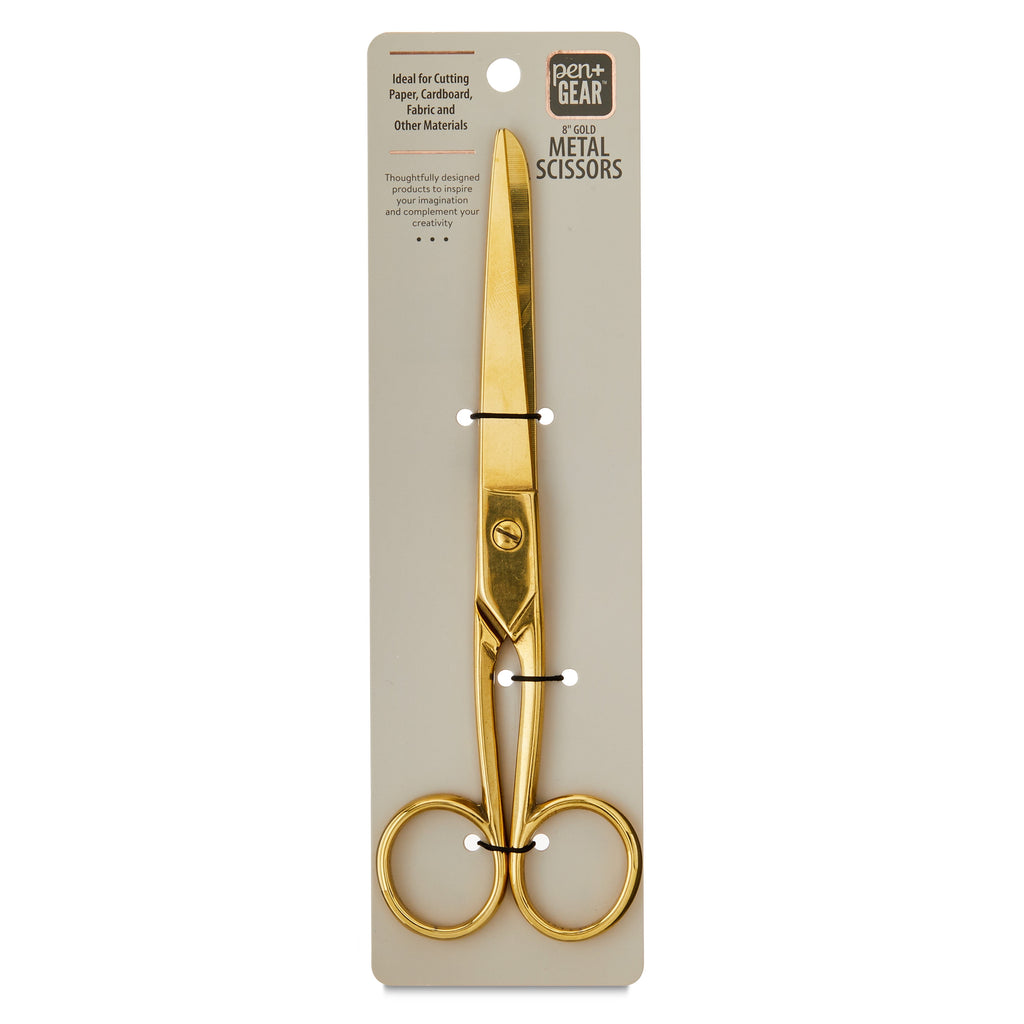 Pen+Gear Gold Scissors, 8", 100% Steel, High Quality,  Perfect for School and Offic and Home