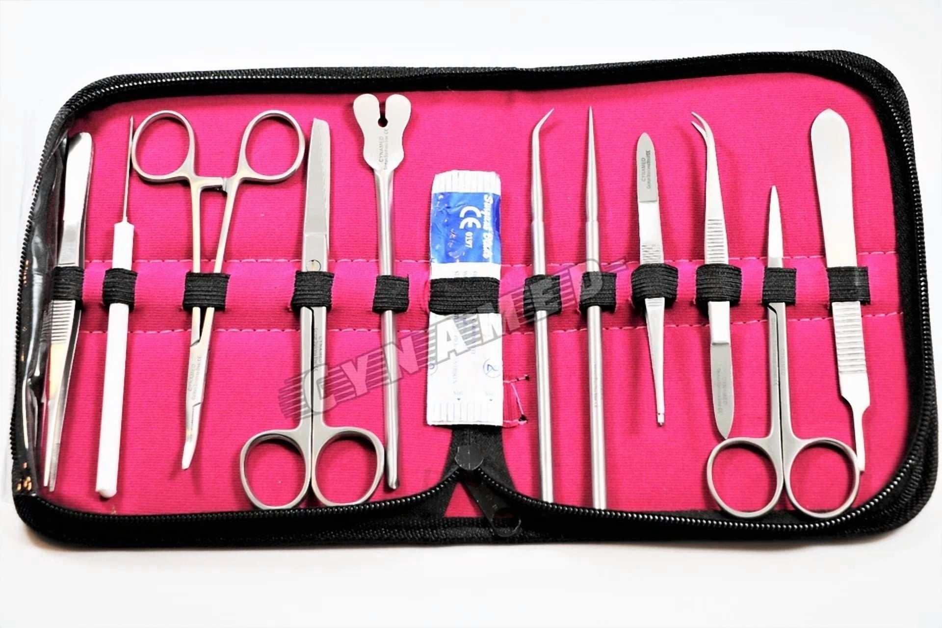 Fyna -Dissecting German Kit Of 12 Pcs, Scissors, Forceps, Probe, Blades, Needle Etc