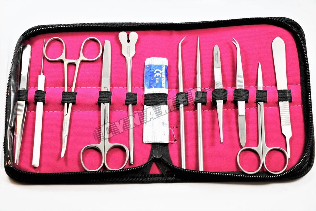 Fyna -German Dissecting Kit Of 12 Pcs, Scissors, Forceps, Probe, Blades, Needle Etc