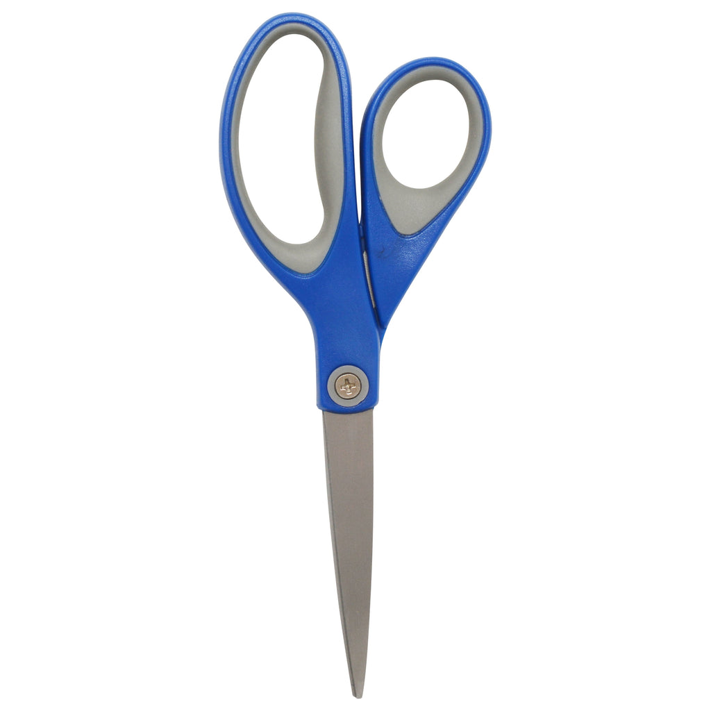 Westcott Anti-Microbial Soft Handle Scissors, 8", for Office, High School, Blue, 3-Pack
