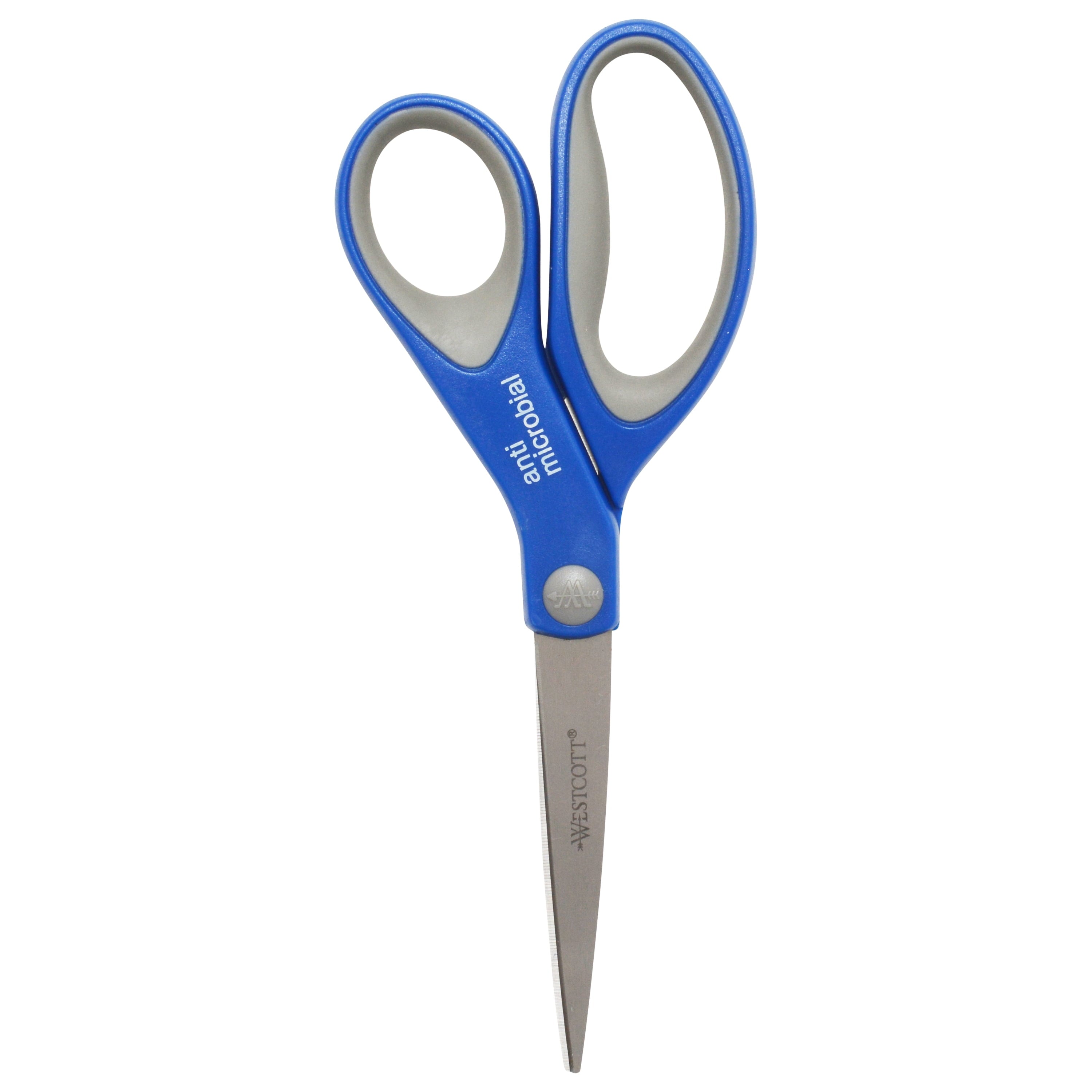 Westcott Anti-Microbial Soft Handle Scissors, 8", for Office, High School, Blue, 3-Pack