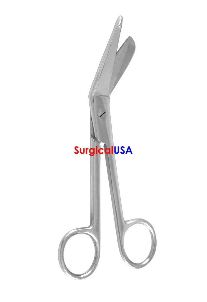 12Pcs Lister Bandage Scissors 3.5" Angled Blade With Safety Probe Ring Handle