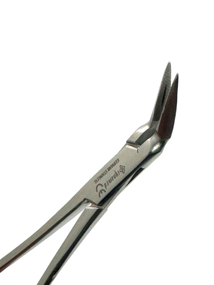 90° Angled Stieglitz Splinter Forceps, Serrated, Fine Tips, & Ratchet Locking