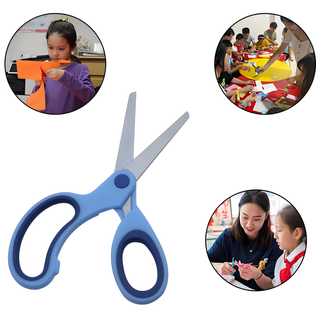 CCOCC Scissors for Office,Polished Stainless Steel Blades,Comfortable Grip Handles,Safety Round Tip Design,Blue