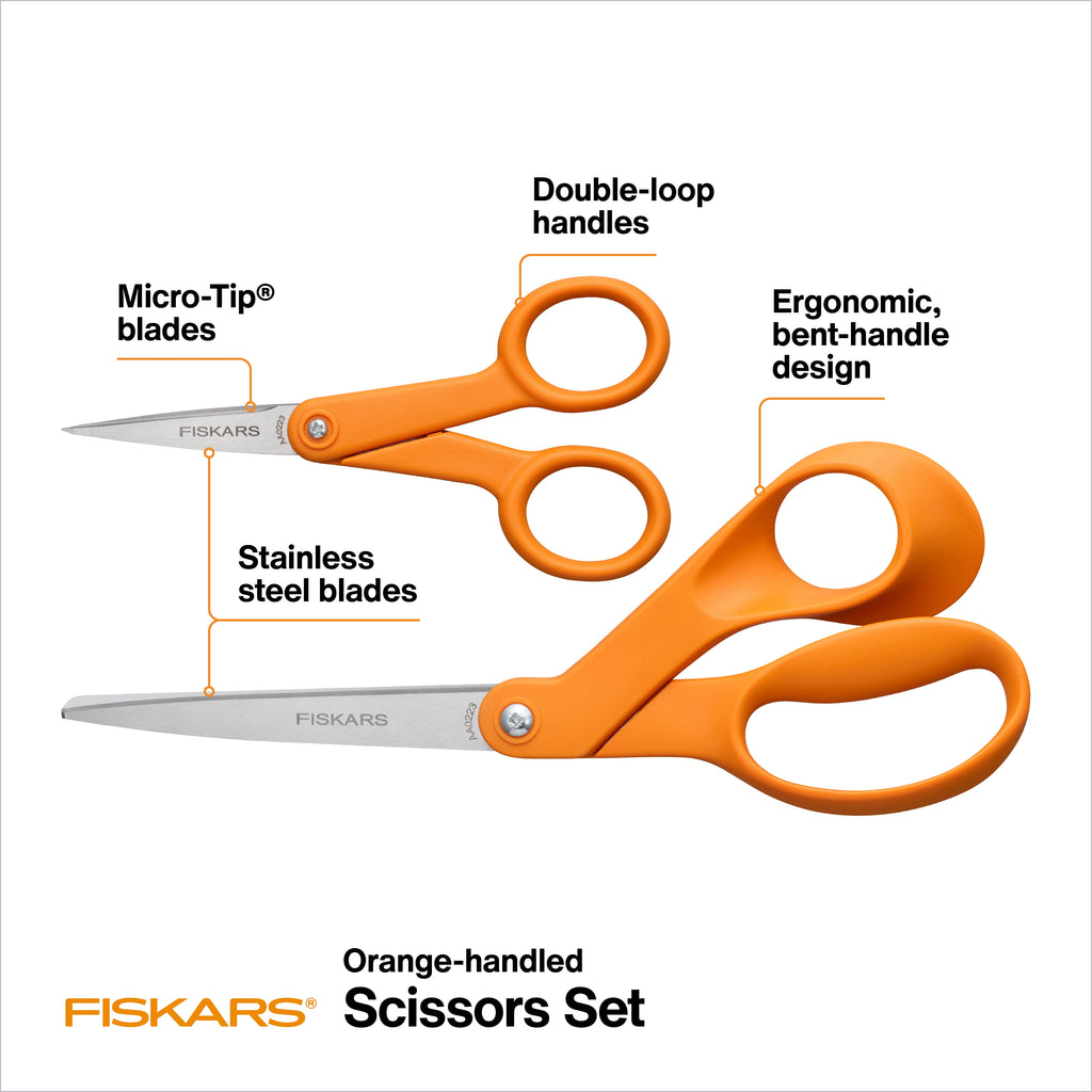 Fiskars Crafting Scissors 2-Piece Set: 8-inch and 5-inch Microtip Scissors