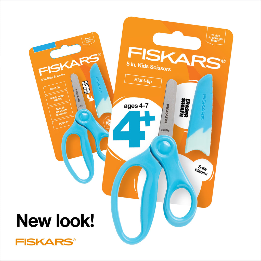(2 pack) Fiskars Kids Scissors, 5", Blunt, School Supplies for Kids 4 to 7, Turquoise