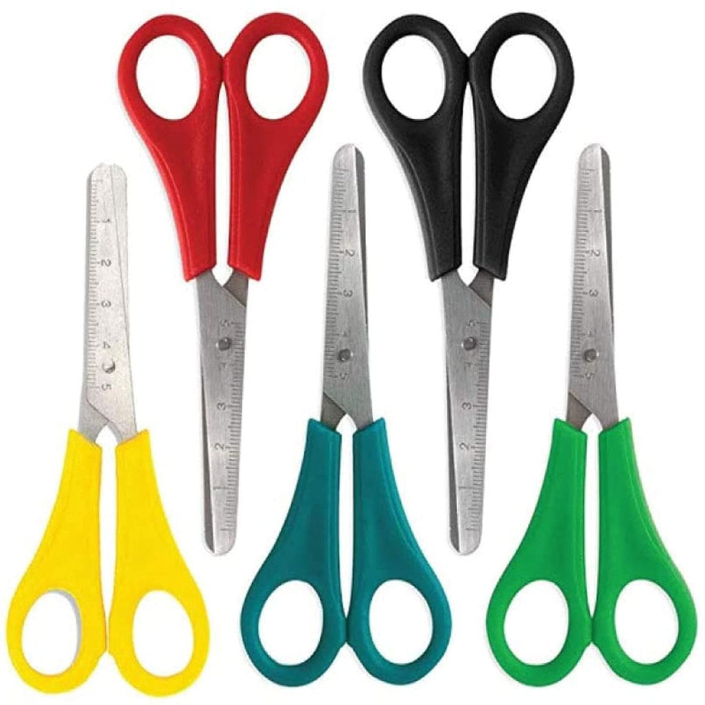 100 Pack of Bulk Wholesale 5 Inch Blunt Tip Safety Scissors for Arts and Crafts in Black, Red, Green, Blue and Yellow