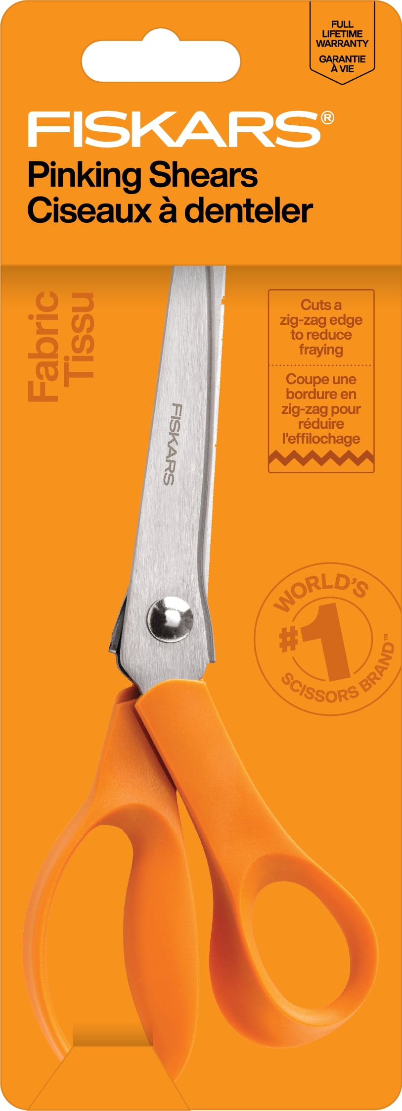 Fiskars 8" Pinking Shears, with Pointed Tip for Fabric Cutting, Orange