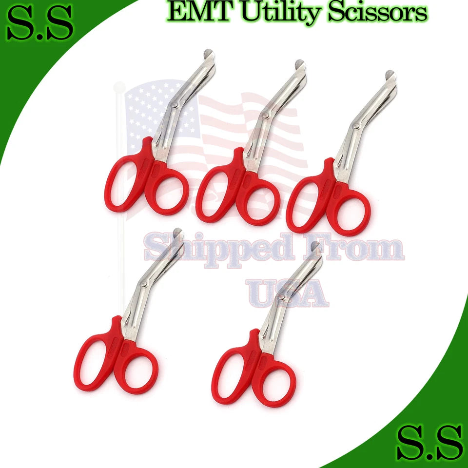 5 Pieces Emt Utility Scissors 7.5" (Red)