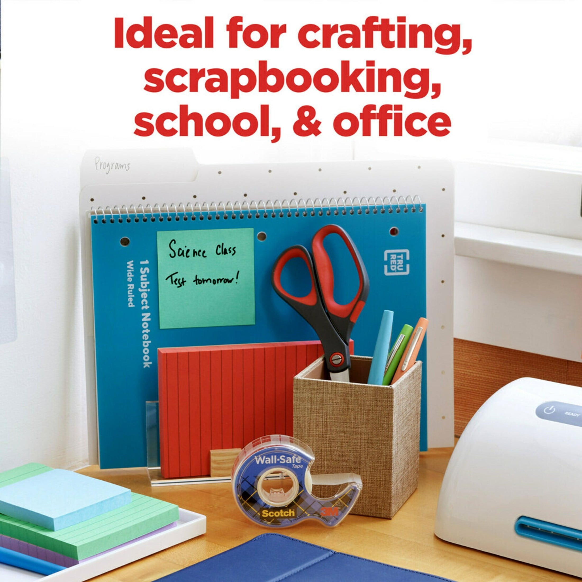 Scotch Precision Stainless Steel Crafting Scissors, 8", Pointed, Red & Gray