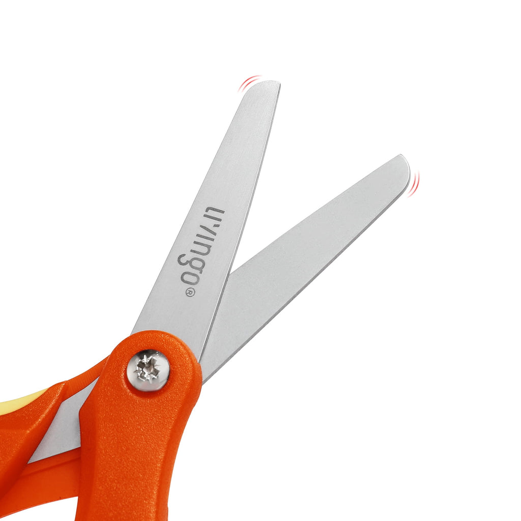 LIVINGO 3 Pack 5" Blunted Tip Safety Scissors, Left & Right Handed Red Yellow Blue