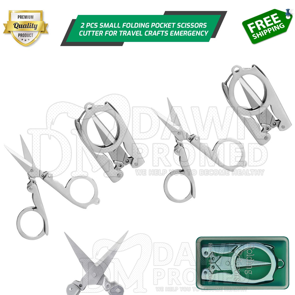 2 Pcs Portable Small Folding Travel & Pocket Scissors Foldable Sewing German G