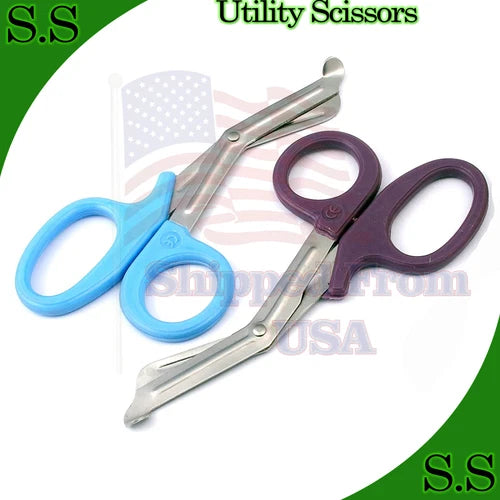 2 Pcs Teal & Purple Utility Bandage Trauma Emt Shears Scissors 5.5"