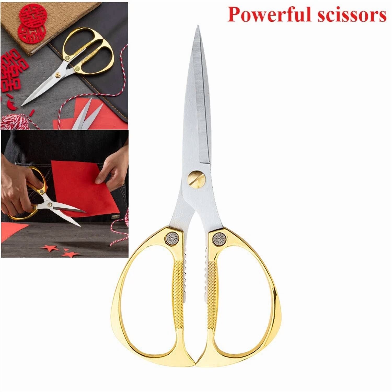 7.5" Home Kitchen Scissors Sharp Stainless Steel Gold Cutting Sewing Shear Us