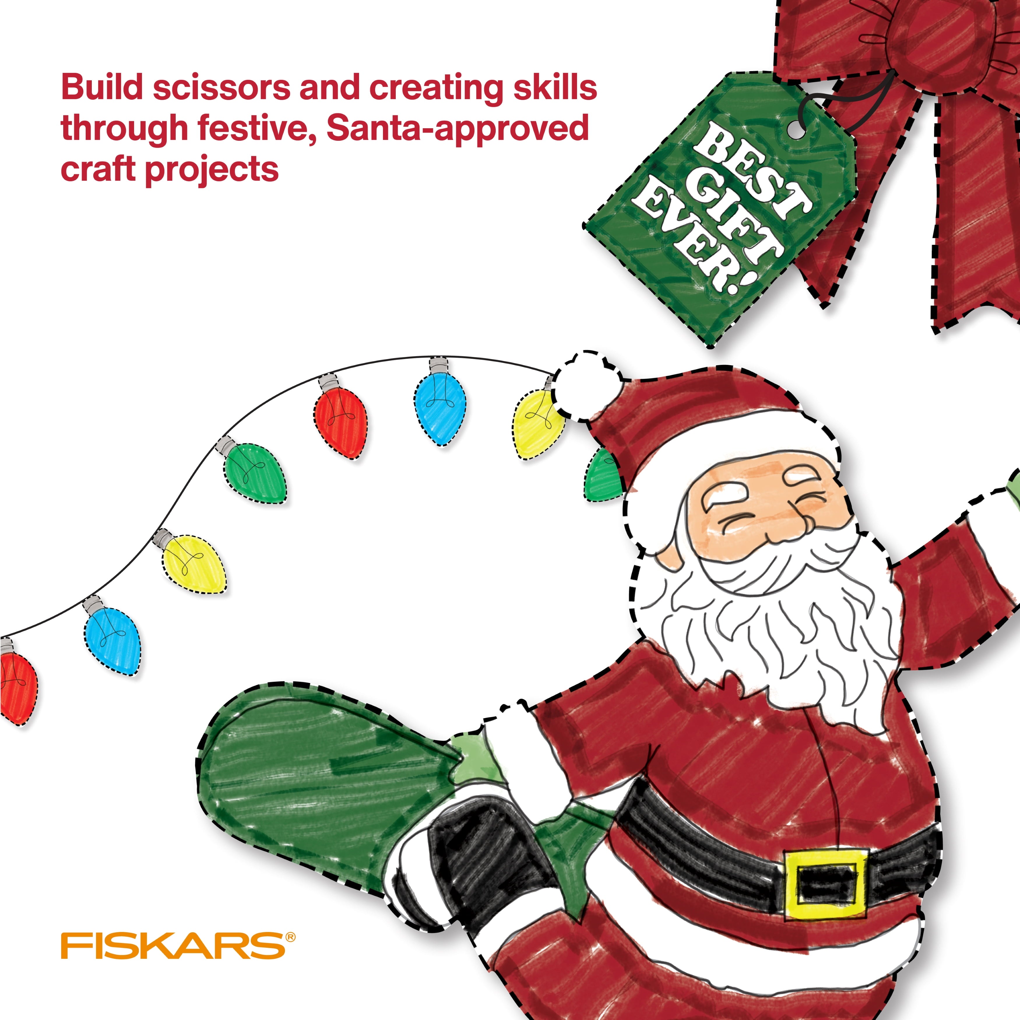 Fiskars Christmas Crafts Paperback Activity Book with 5" Pointed-tip Scissors, Stocking Stuffers for Kids