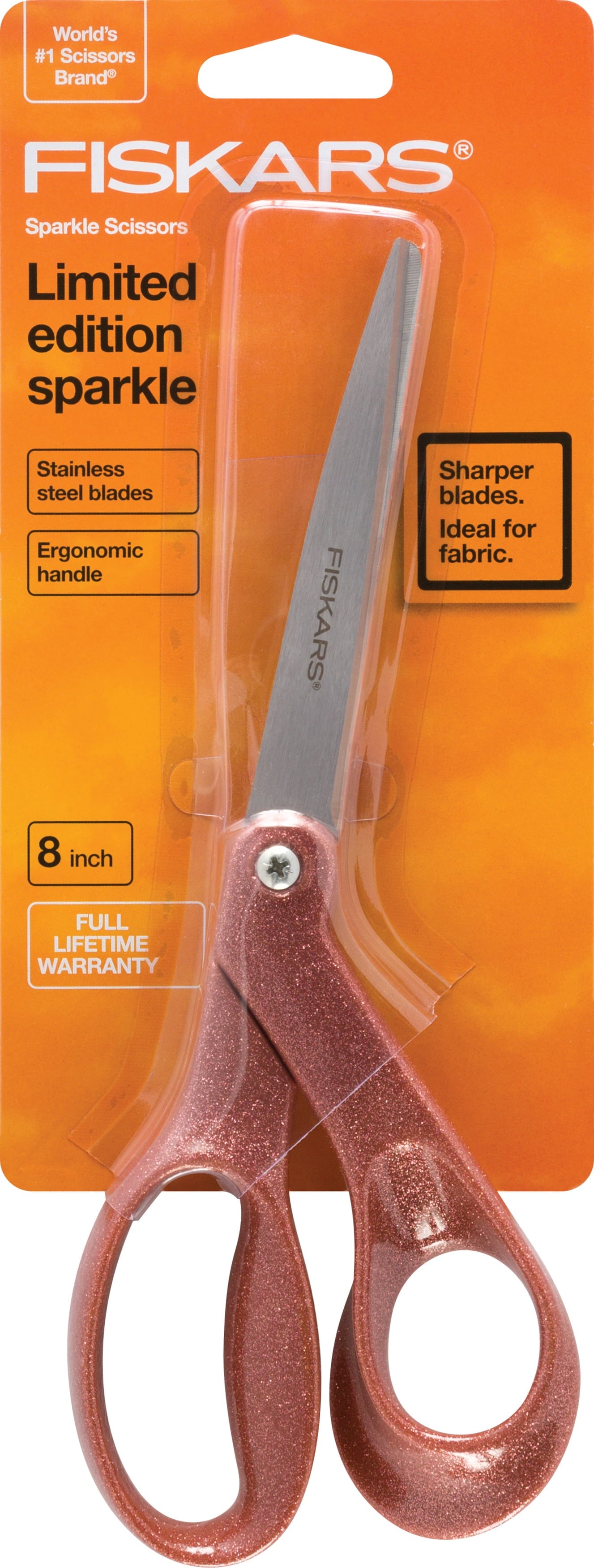 Fiskars Premier Bent Sparkle Scissors 8"-Copper