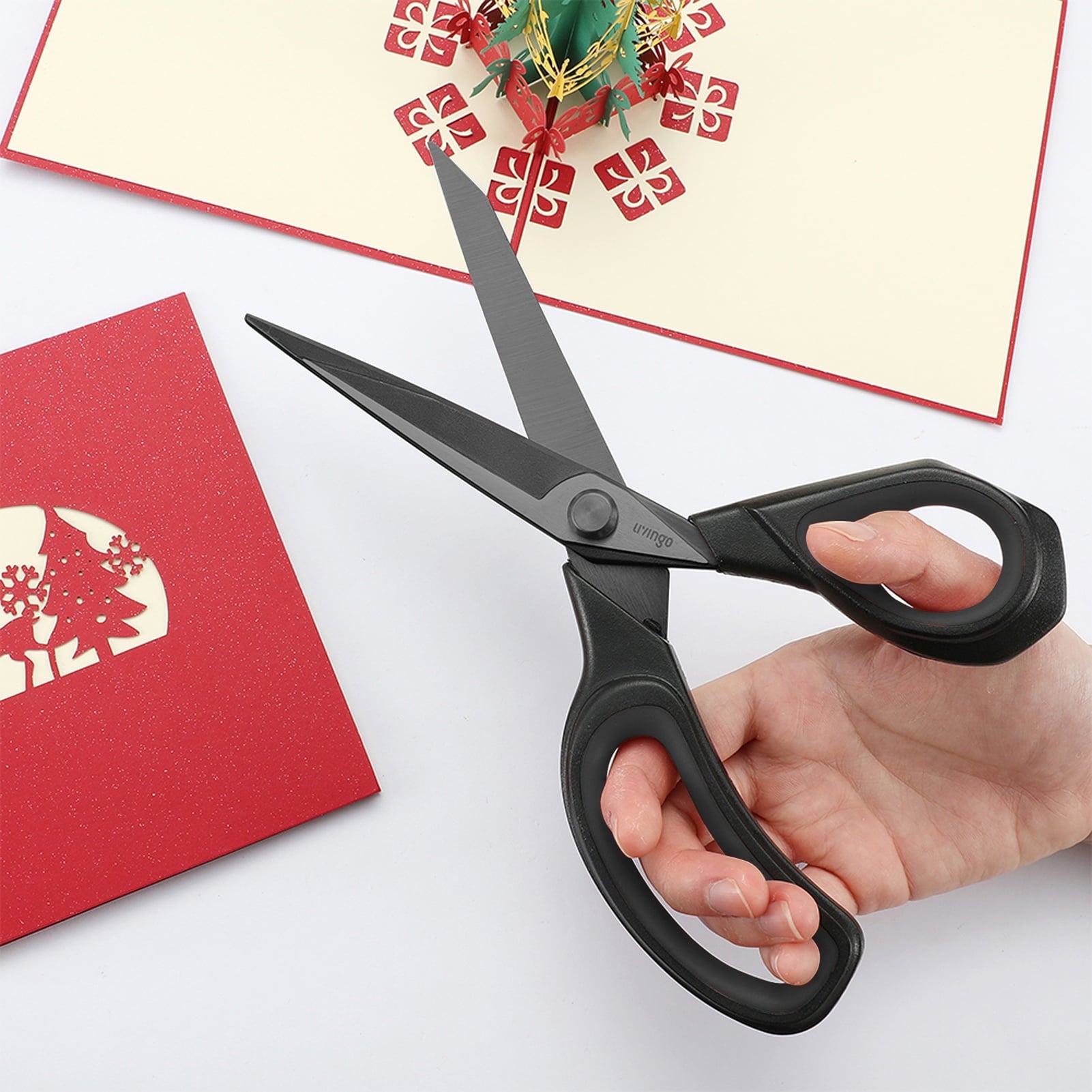 LIVINGO Sharp Fabric Scissors, Titanium Heavy Duty Shears for Sewing Craft, 9.5" Black