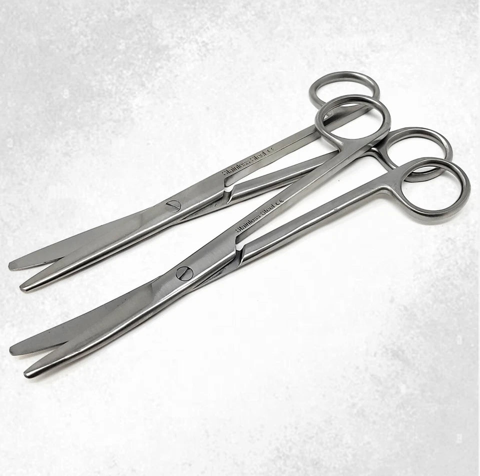 2X Mayo Dissecting Scissors 6.75" Straight + Curved Blades Stainless Steel Ce