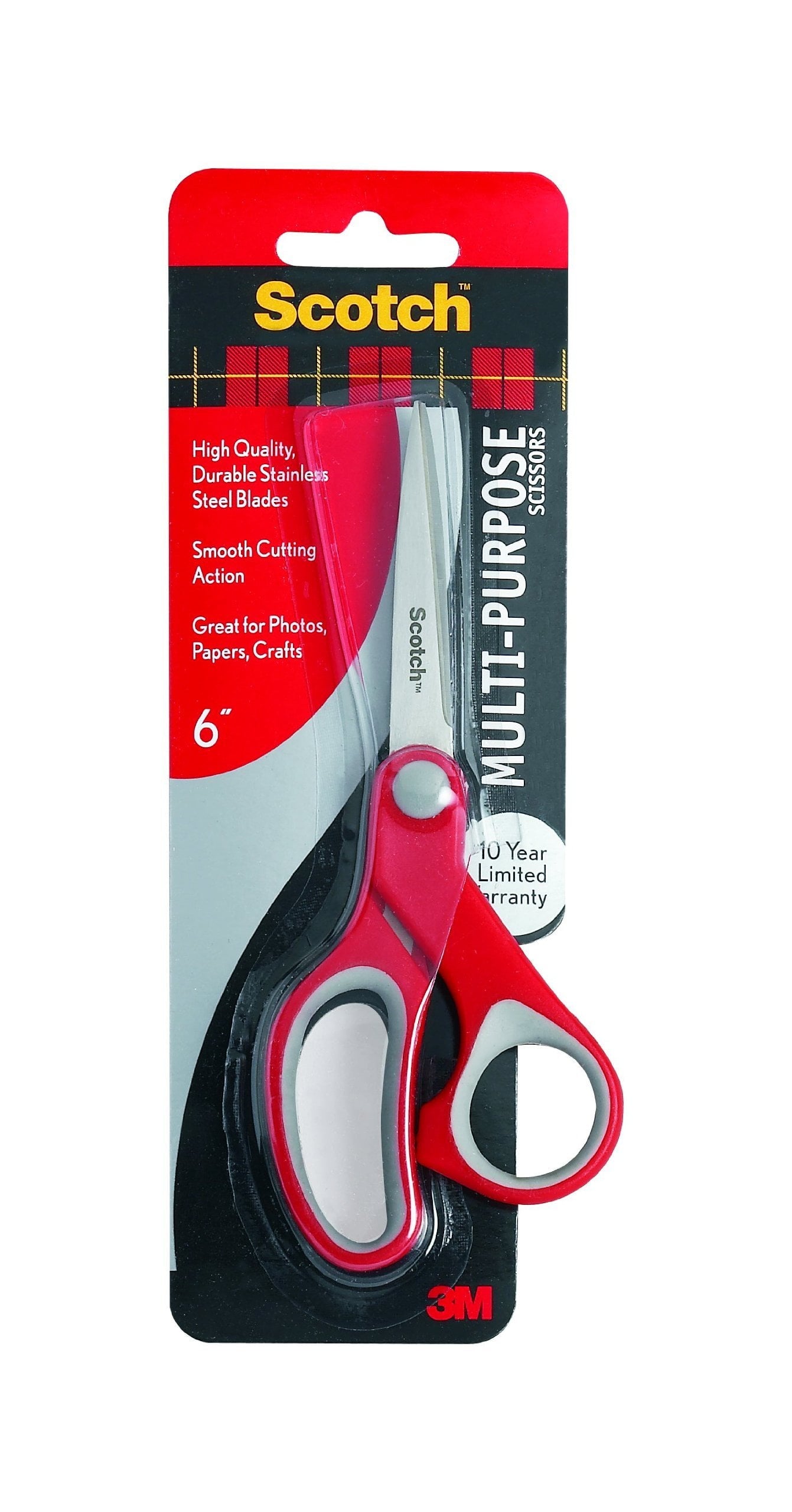 Scotch Multi-Purpose Scissors, 6 in., Red/Gray
