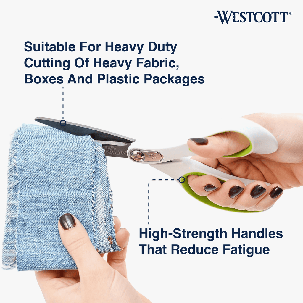 Westcott Carbo Titanium Straight Scissors, 8", Straight, for Office, High School Educational Level, White 1-Count