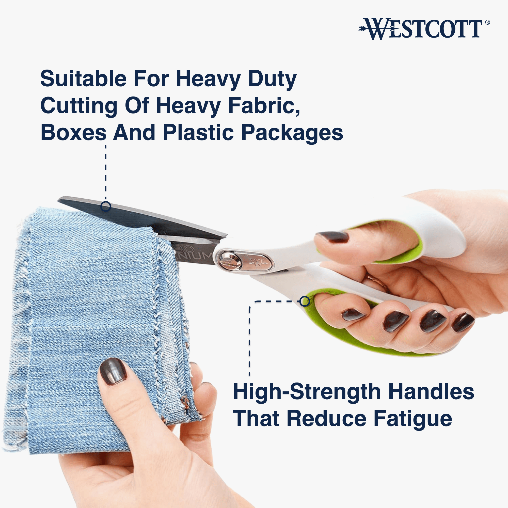 Westcott Carbo Titanium Straight Scissors, 8", Straight, for Office, High School Educational Level, White 1-Count